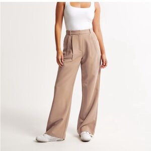 Abercrombie & Fitch Tan Wide-Leg Trousers